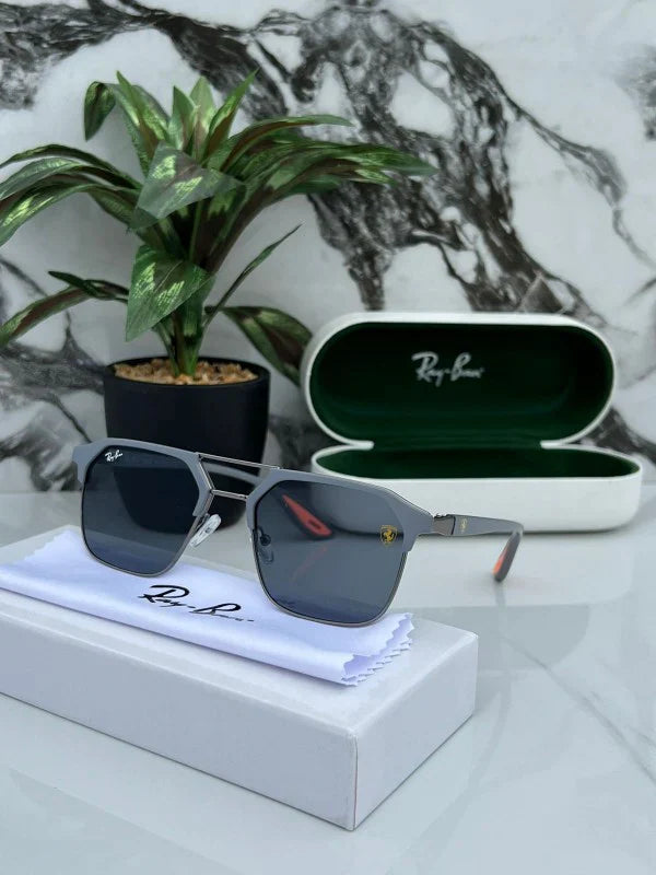 Default RB# Trendy Grey Black Sunglasses Unisex - Image 1